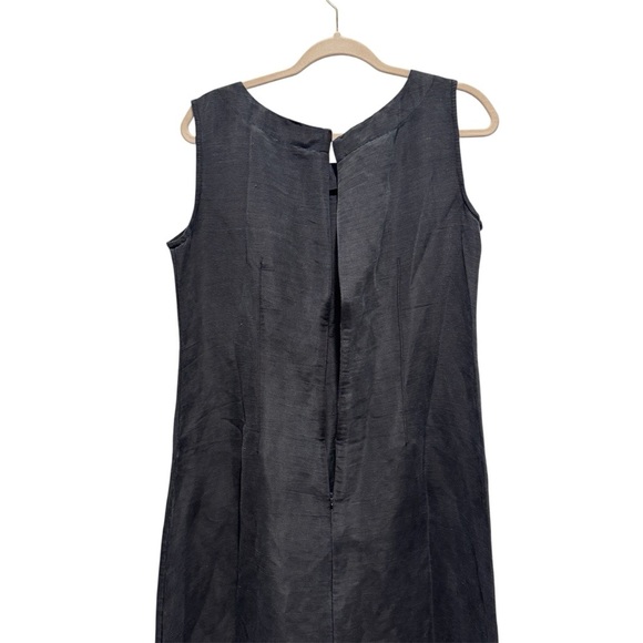 NWT Silk Linen Blend Lightweight Sleeveless Midi Maxi Dress Size L Black - Picture 6 of 9